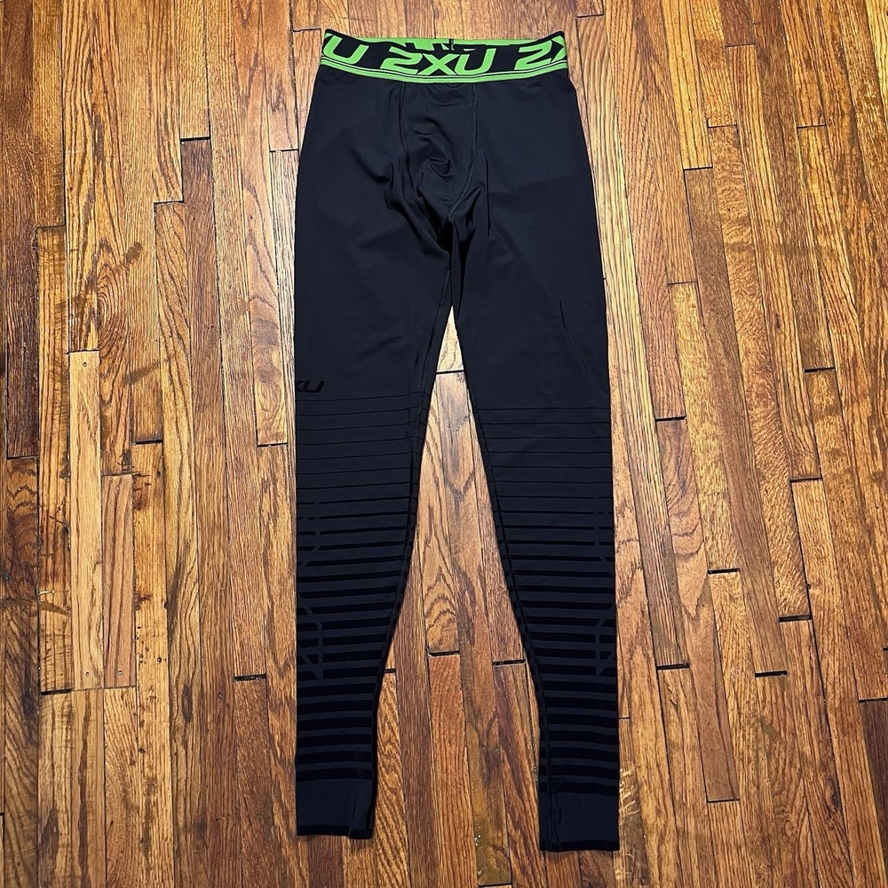 2XU Men's Compression Leggings Long Size XL Black Green Polyester